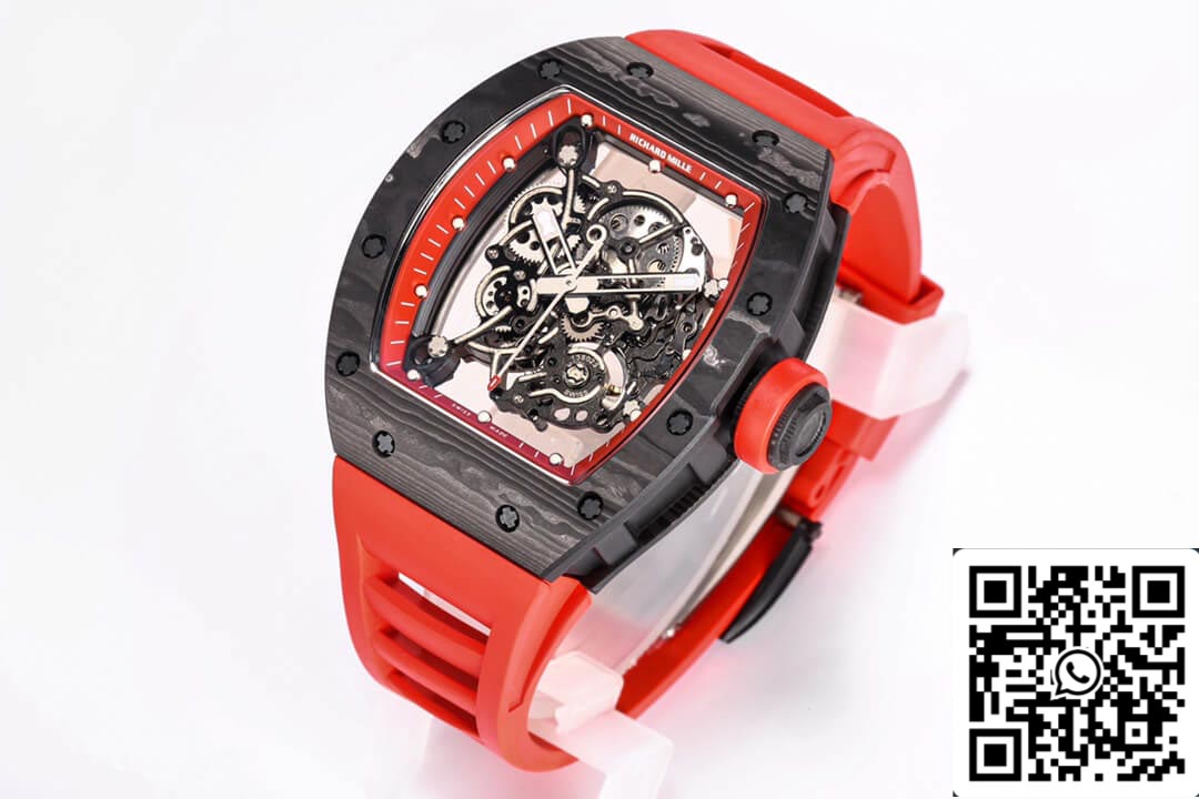 Richard Mille RM055 NTPT 1:1 Mejor Edición BBR Factory Correa Roja de Fibra de Carbono