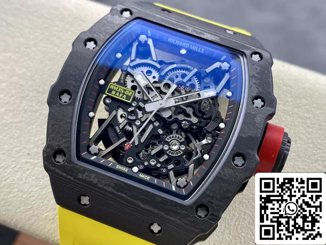 Richard Mille RM35-02 1:1 Best Edition T+ Factory NTPT Correa Amarilla de Fibra de Carbono