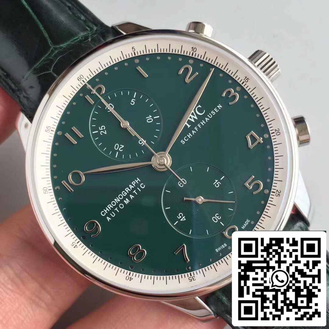 IWC Portugués YL Factory 1:1 Mejor Edición Suizo ETA69355 Esfera Verde Con Marcadores Plateados