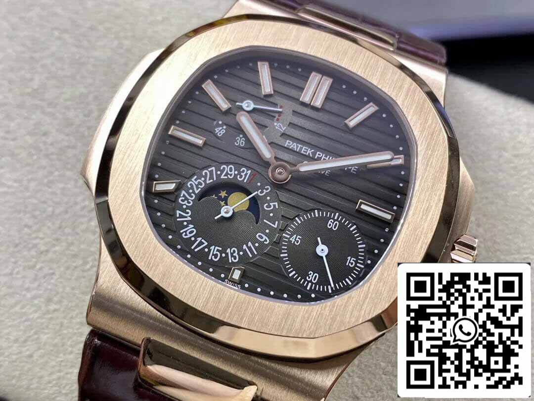 Patek Philippe Nautilus 5712 1:1 Best Edition ZF Factory Brown Leather Strap Grey dial