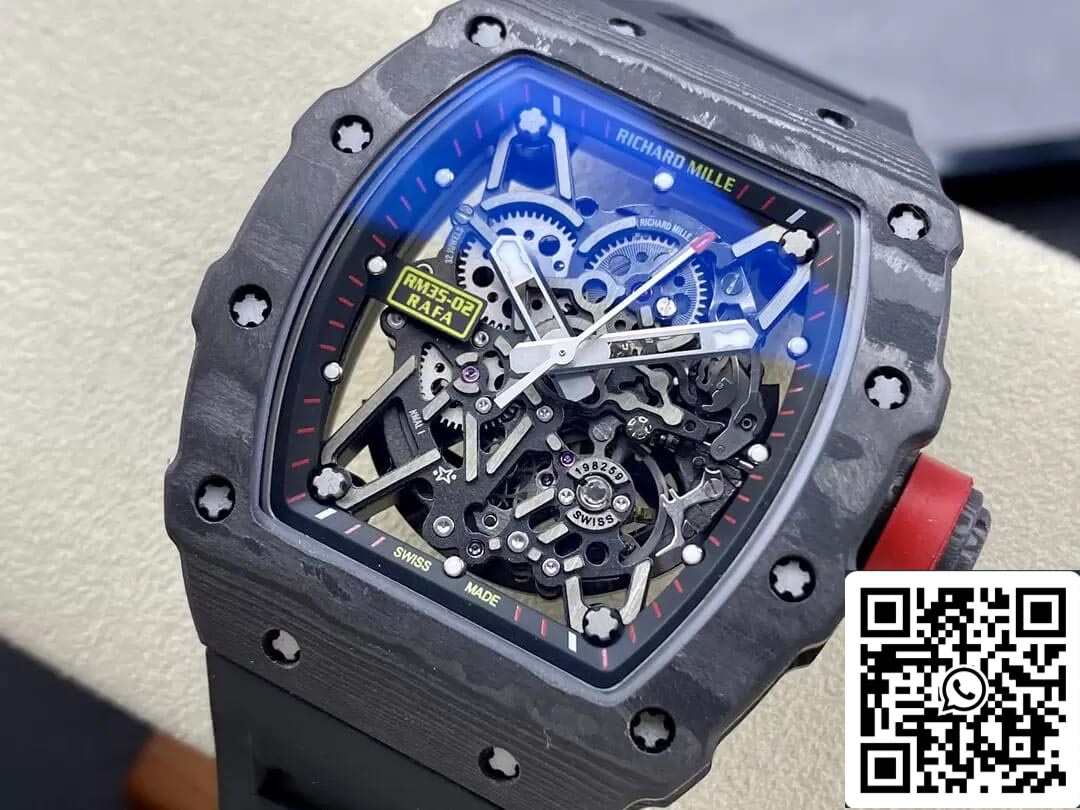 Richard Mille RM35-02 1:1 Best Edition T+ Factory NTPT cinturino nero in fibra di carbonio