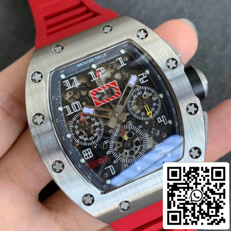 Richard Mille RM011 1: 1 Best Edition KV Factory cinturino in caucciù rosso