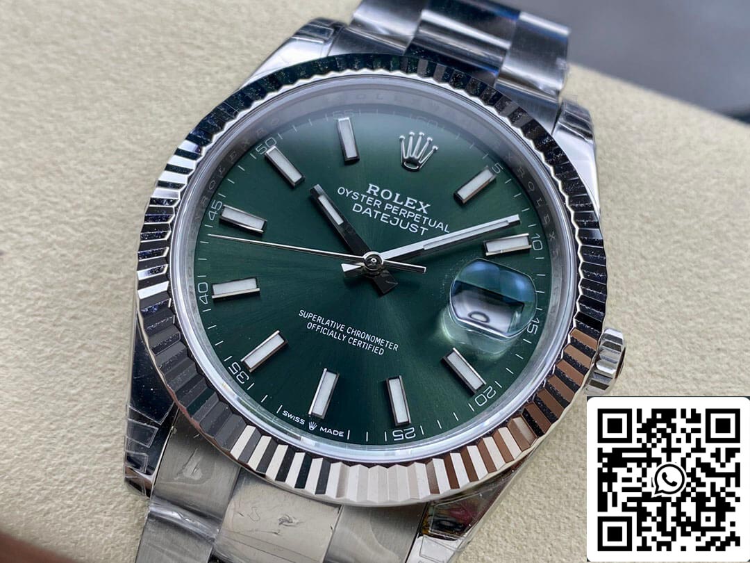 Rolex Datejust M126334-0028 41 mm Correa Oyster VS Esfera verde de fábrica