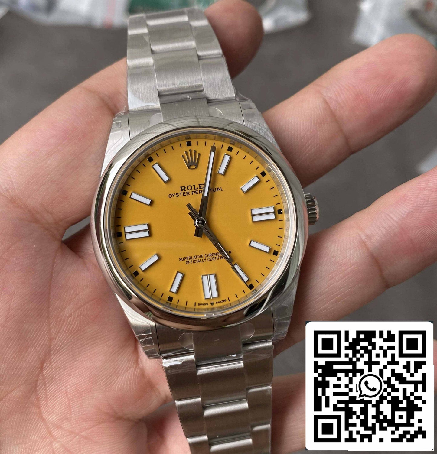 Rolex Oyster Perpetual 41MM M124300-0004 1:1 Mejor Edición VS Esfera Amarilla de Fábrica