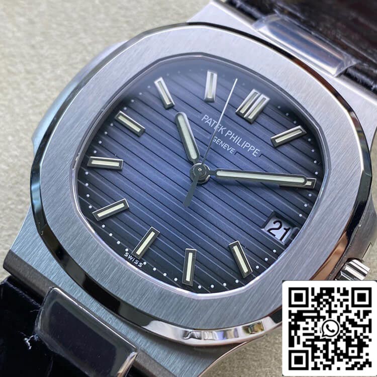 Patek Philippe Nautilus 5711 1:1 Mejor Edición 3K Factory Correa de piel de vaca con esfera azul