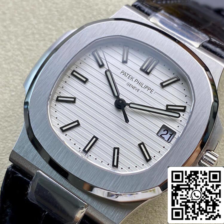 Patek Philippe Nautilus 5711 1:1 Mejor edición 3K Factory esfera blanca correa de piel de vaca