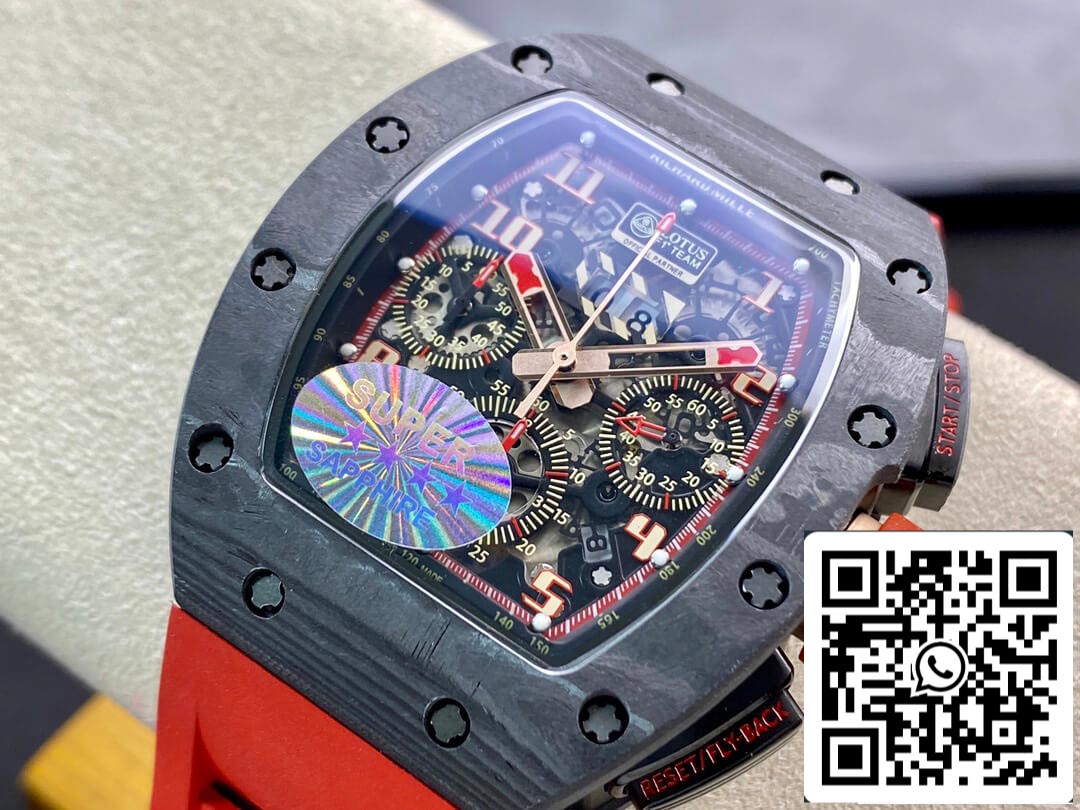 Richard Mille RM011 1:1 Best Edition KV Factory V3 cinturino in caucciù rosso