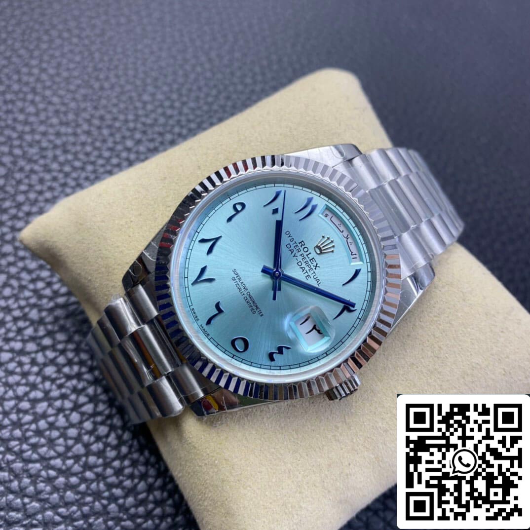 Rolex Day Date 1:1 Best Edition BP Factory Medio Oriente personalizzato quadrante blu ghiaccio