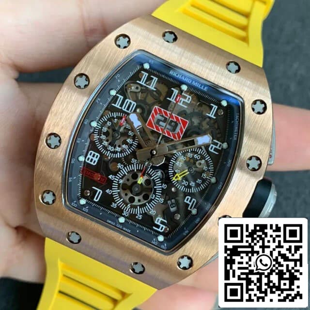 Richard Mille RM011 1: 1 Best Edition KV Factory cinturino in caucciù in oro rosa