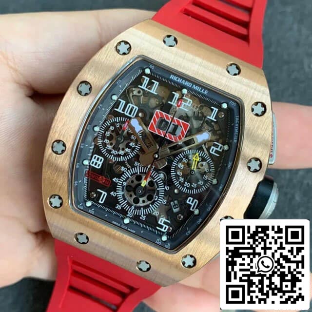 Richard Mille RM011 1:1 Best Edition KV Factory Rose Gold Red Strap