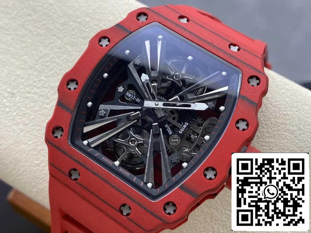 Richard Mille RM12-01 Tourbillon 1:1 Mejor Edición RM Factory Correa de Caucho Roja