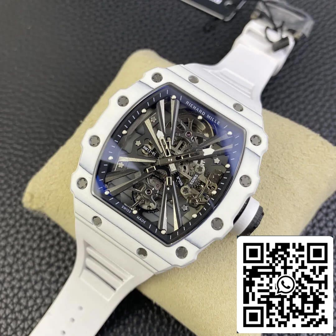 Richard Mille RM12-01 Tourbillon 1:1 Mejor Edición RM Factory Correa de Caucho Blanca