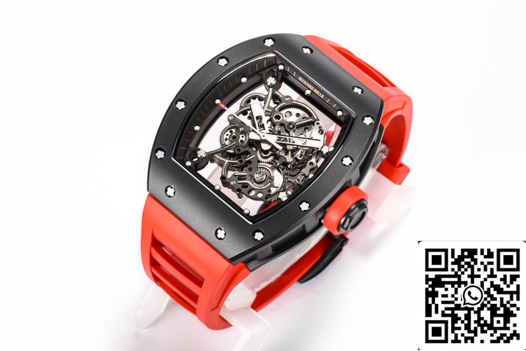 Richard Mille RM-055 1: 1 Best Edition BBR Factory Custodia in ceramica cinturino rosso