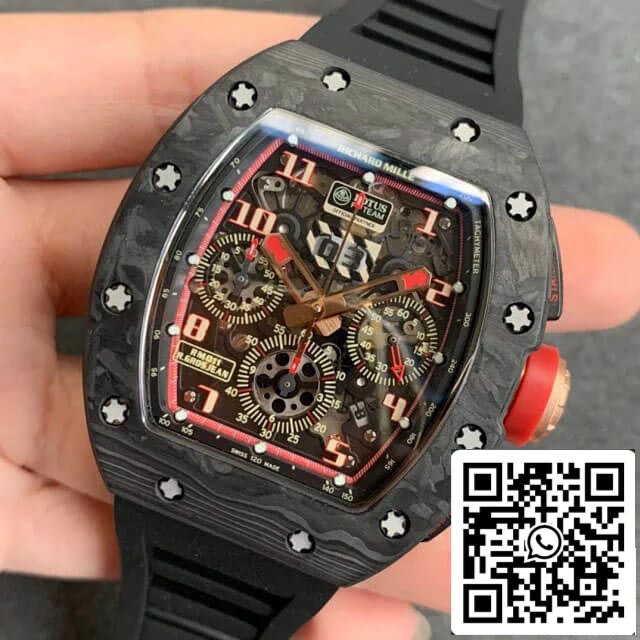 Richard Mille RM-011 1:1 Mejor edición KV Factory V2 Correa negra de carbono forjado