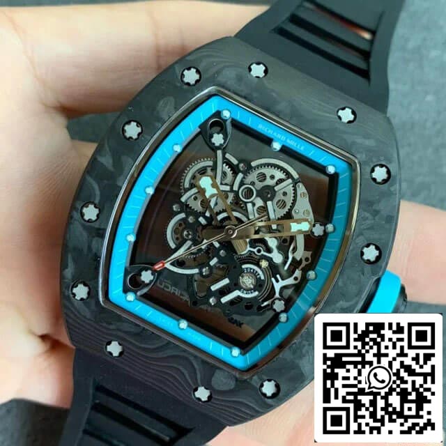 Richard Mille RM055 1:1 Mejor edición KV Factory V2 Esfera esqueleto de fibra de carbono