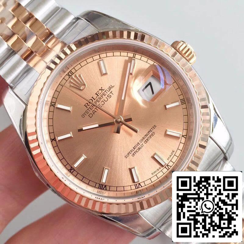 Rolex Datejust 36 mm 116234 AR Relojes mecánicos de fábrica 1:1 Mejor edición Suiza ETA3135 Esfera de oro rosa