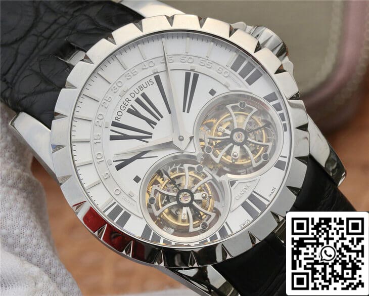 Roger Dubuis Excalibur RDDBEX0250 1:1 Mejor edición JB Factory Tourbillon esfera blanca