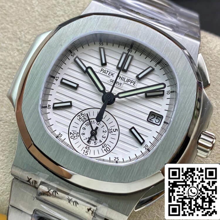 Patek Philippe Nautilus 5980/1A-019 1:1 Mejor Edición 3K Factory V2 Esfera Blanca