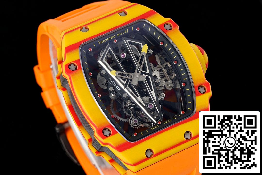 Richard Mille RM27-03 Rafael Nadal Tourbillon 1:1 Mejor edición RM Factory Correa de caucho amarilla