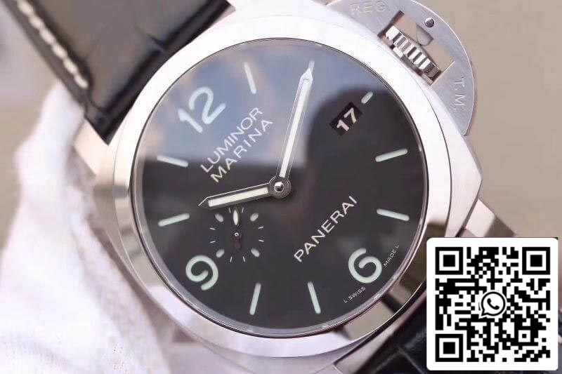 Panerai Luminor Marina 1950 PAM312 VS Factory 1:1 Mejor edición Swiss ETA P9000 Esfera negra Correa de cuero negra