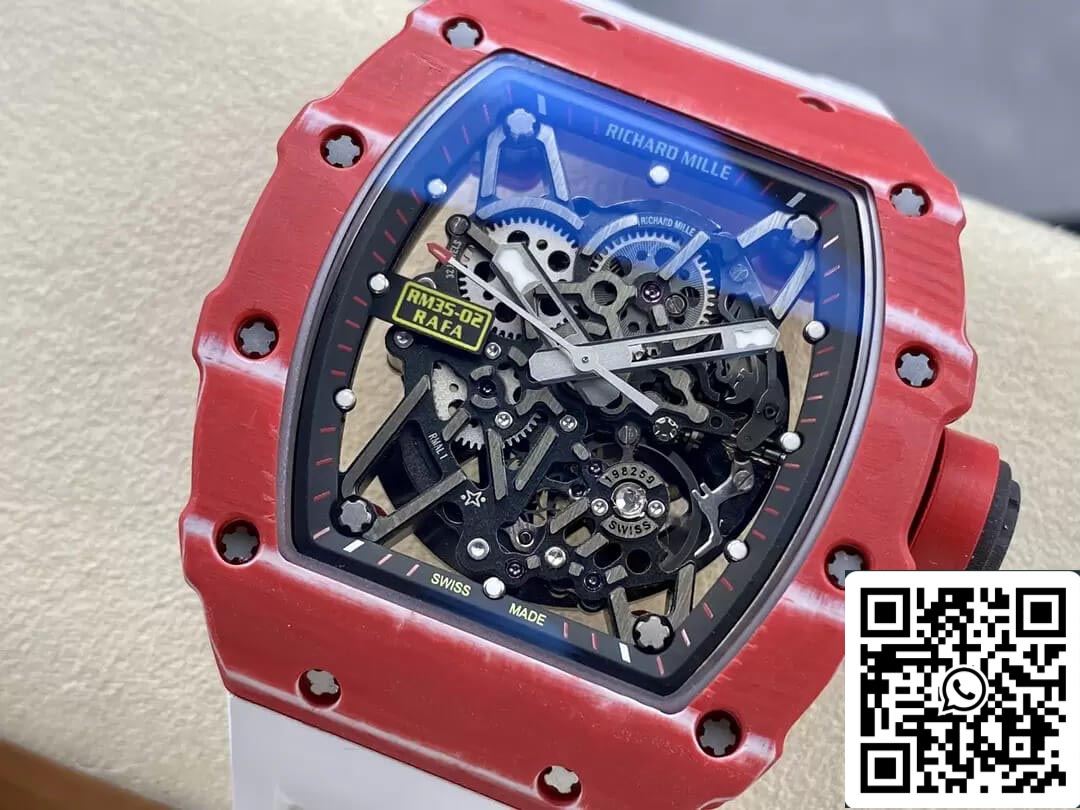 Richard Mille RM35-02 1:1 Best Edition T+ Factory NTPT Carbon Fiber White Strap