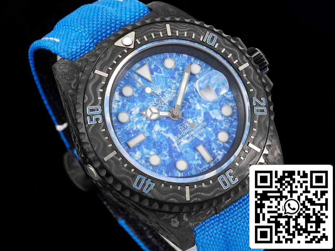 Rolex Sea-Dweller 1:1 Mejor Edición Diw Factory Fibra de Carbono Esfera Azul