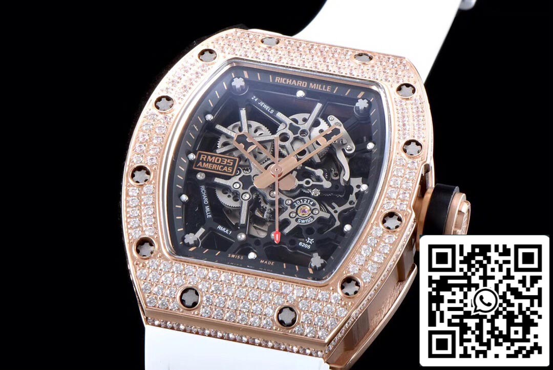 Richard Mille RM035 Americas 1:1 Best Edition KV Factory Rose Gold Diamond Case