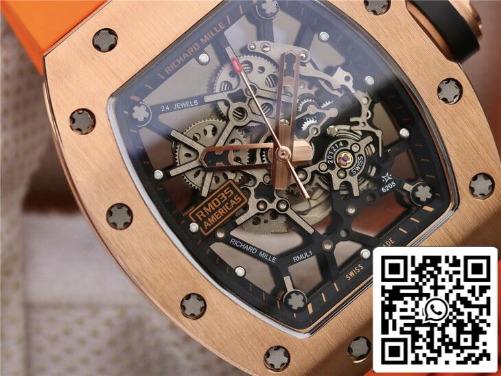 Cinturino arancione Richard Mille RM035 Americas KV Factory 1: 1 Best Edition