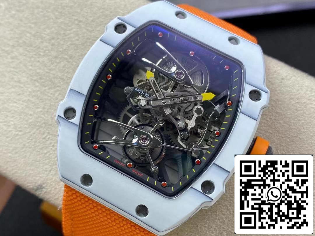 Richard Mille RM27-02 1:1 Mejor Edición RM Factory Skeleton Tourbillon Correa Naranja