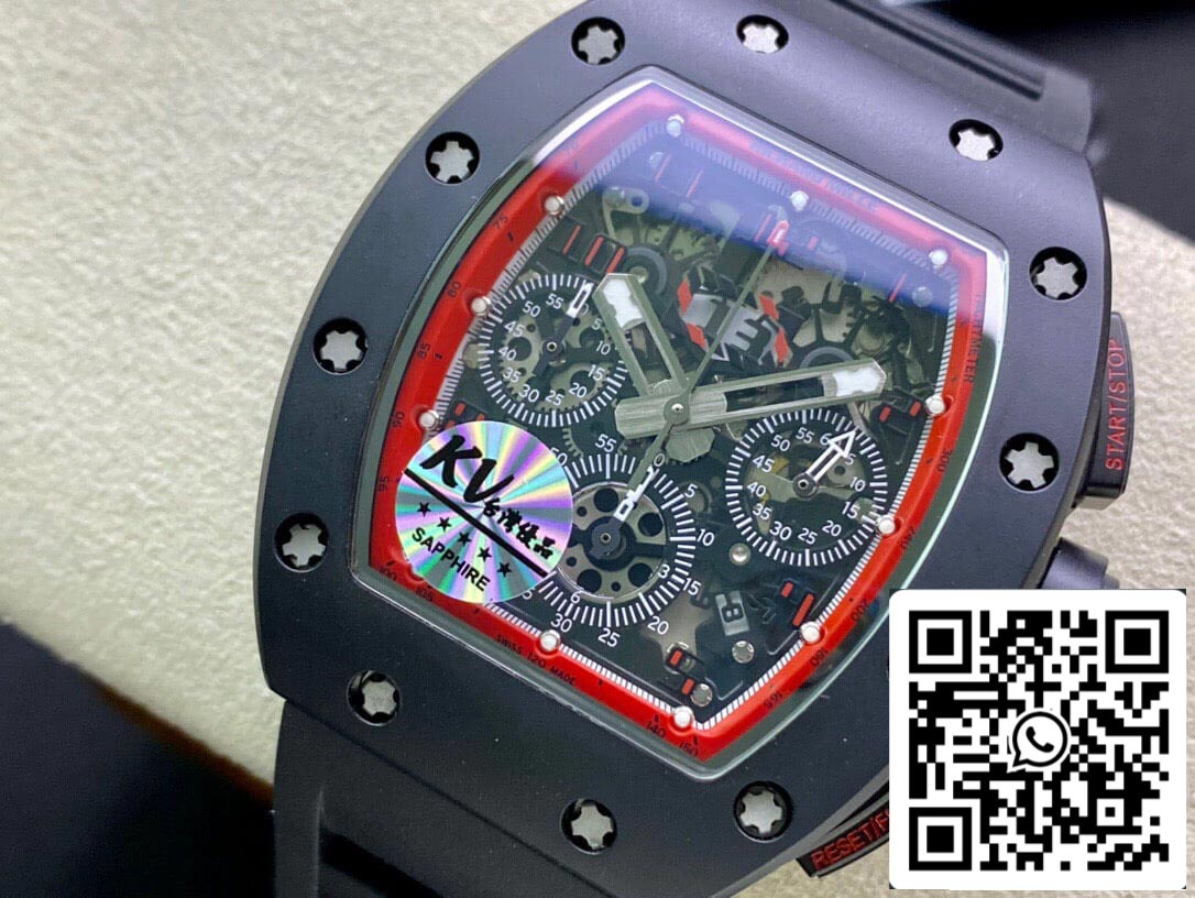 Richard Mille RM011 1:1 Mejor Edición KV Factory Cerámica Correa Negra