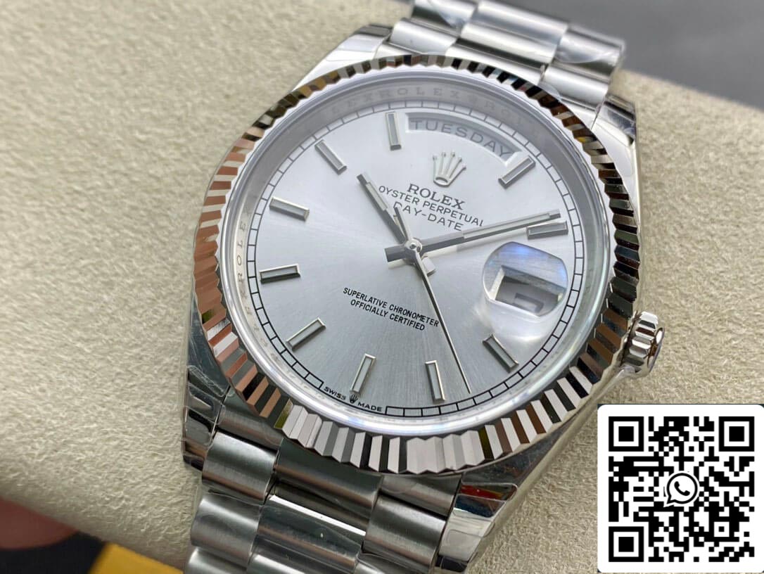 Rolex Day Date 40MM 1:1 Mejor edición EW Factory Esfera plateada