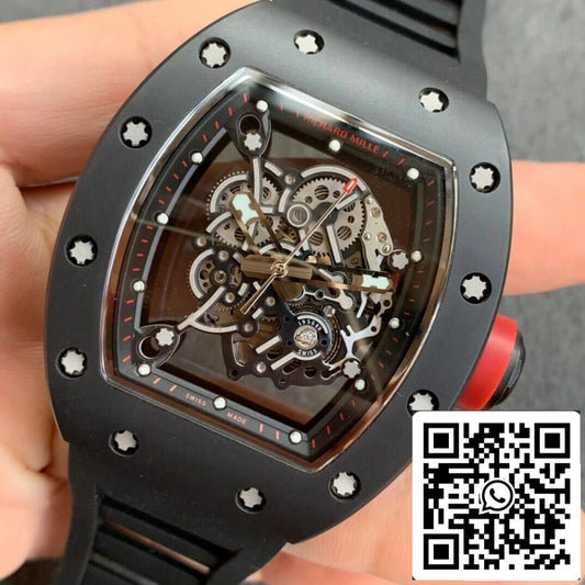 Richard Mille RM055 1:1 Mejor Edición KV Factory V2 Cerámica Correa Negra