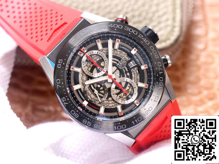 TAG Heuer Carrera CAR2A1Z.FT6050 1:1 Best Edition XF Factory cinturino in caucciù rosso