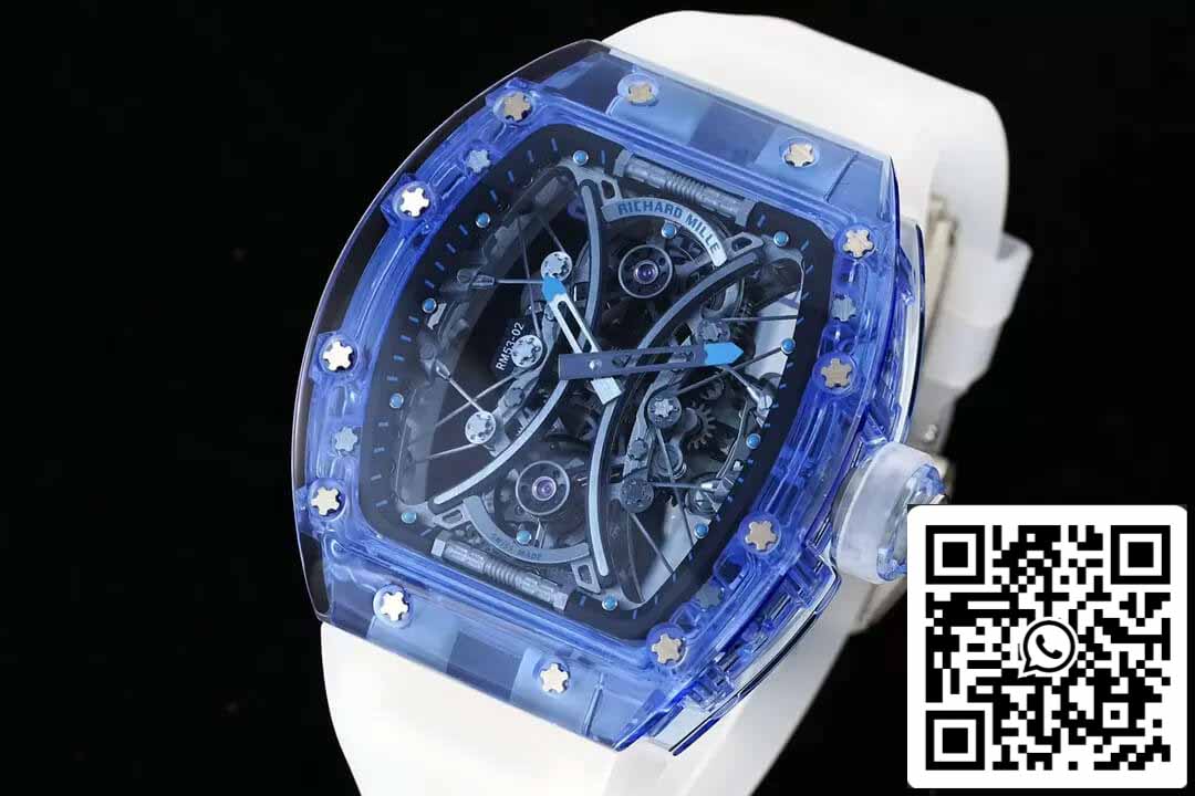 Richard Mille RM053-02 Tourbillon 1:1 Best Edition RM Factory Blue Transparent Case