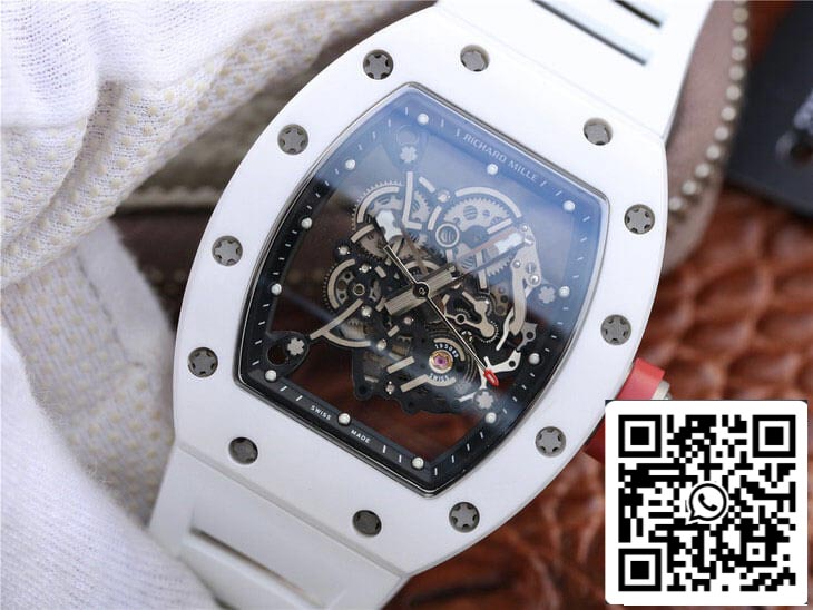 Richard Mille RM055 1:1 Best Edition KV Factory Correa de caucho blanca cerámica