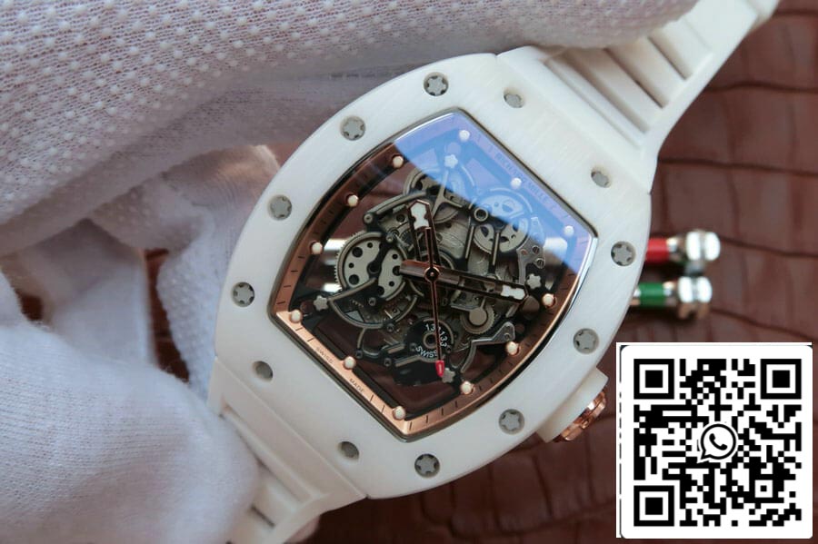 Richard Mille RM055 1:1 Best Edition KV Factory Correa de caucho cerámico blanco