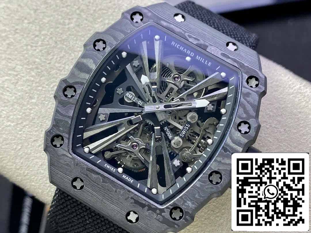 Richard Mille RM12-01 1:1 Best Edition RM Factory Tourbillon Skeleton Dial