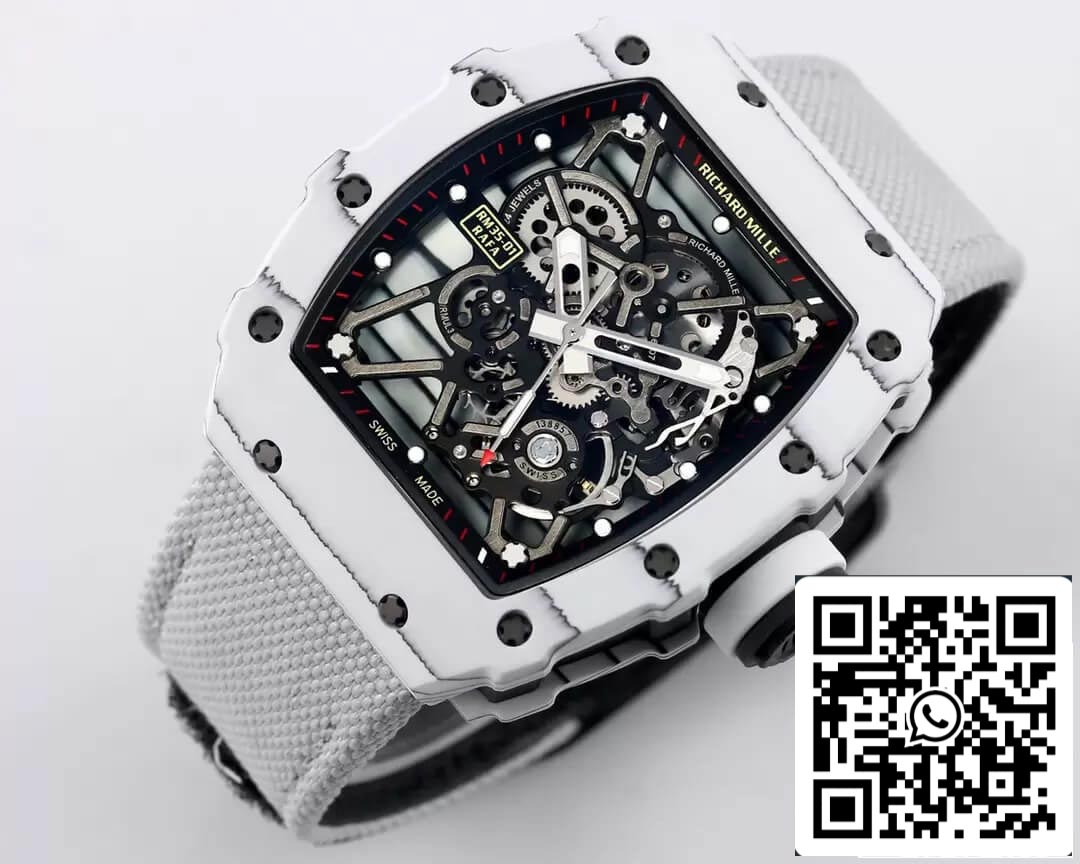 Richard Mille RM35-01 1:1 Best Edition BBR Factory Caja de Fibra de Carbono Blanca