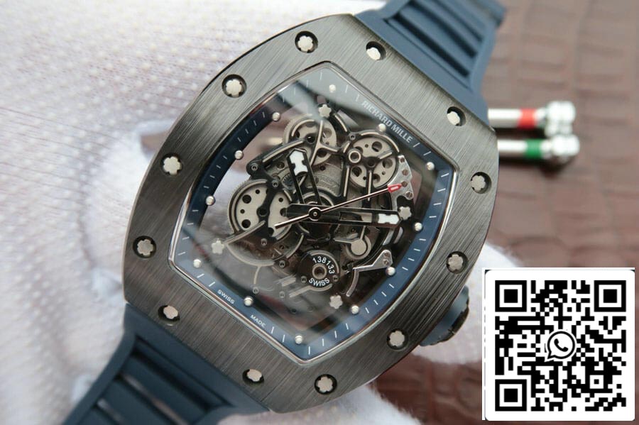 Richard Mille RM055 1:1 Mejor Edición KV Factory Correa Azul Oscuro