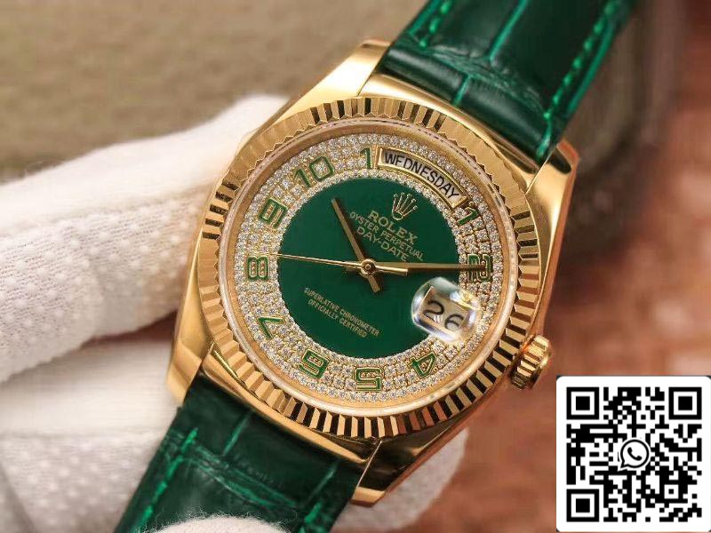 Rolex Day-Date 118138 1:1 Best Edition esfera verde con diamantes suizo ETA2836