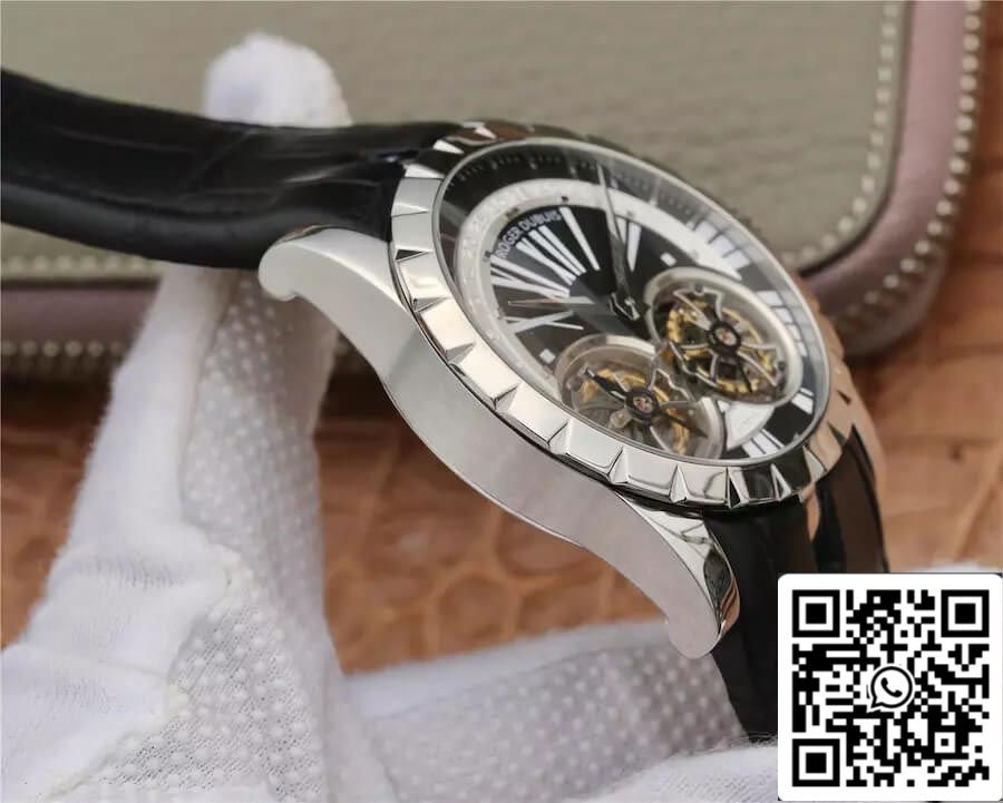 Roger Dubuis Excalibur RDDBEX0291 1:1 Best Edition JB Factory Tourbillon quadrante nero conchiglia bianca