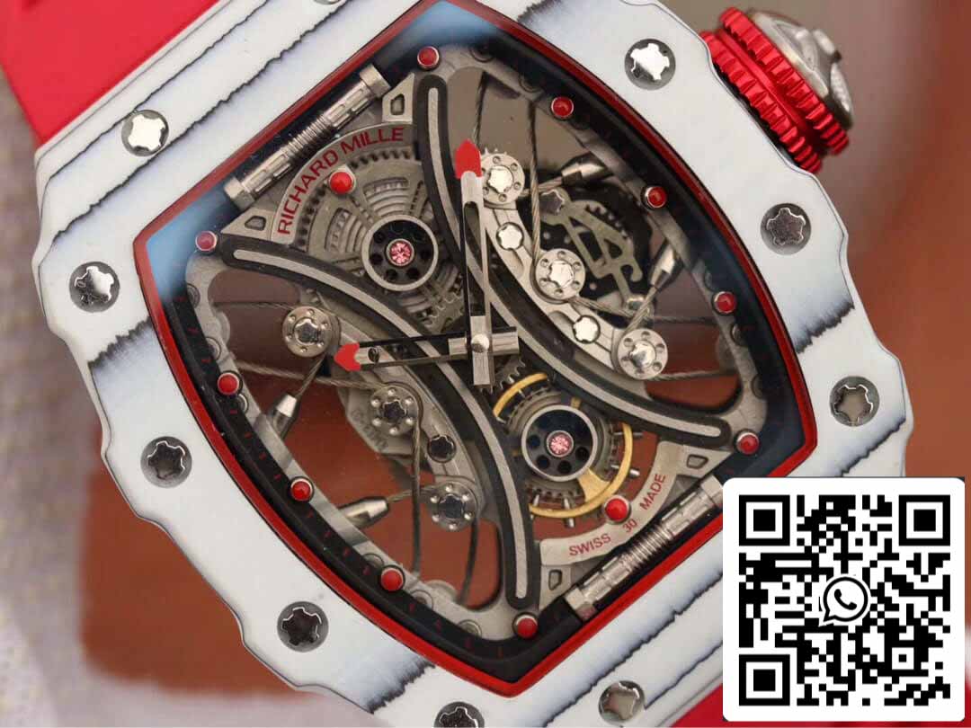 Richard Mille RM53-01 1:1 Mejor Edición KV Factory TPT Fibra de Carbono Correa Roja