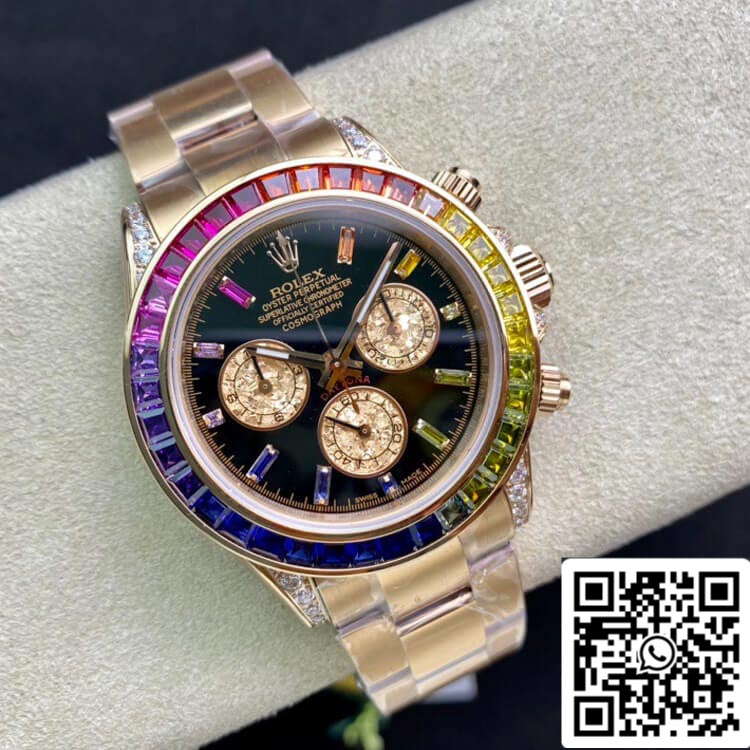 Rolex Daytona 116595 RBOW 1:1 Mejor Edición TW Factory Oro Rosa Esfera Negra