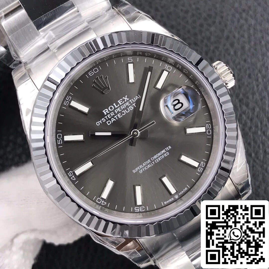 Rolex Datejust M126334-0013 41 mm Correa Oyster VS Esfera gris de fábrica