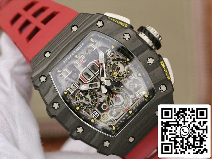 Richard Mille RM11-03 1:1 Best Edition KV Factory cinturino rosso in fibra di carbonio