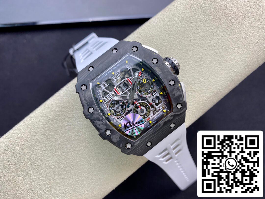 Richard Mille RM011-03 Cinturino bianco in fibra di carbonio KV Factory 1: 1 della migliore edizione