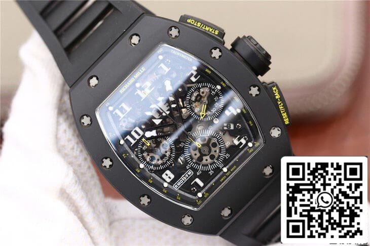 Richard Mille RM-011 Cinturino nero KV Factory 1: 1 della migliore edizione