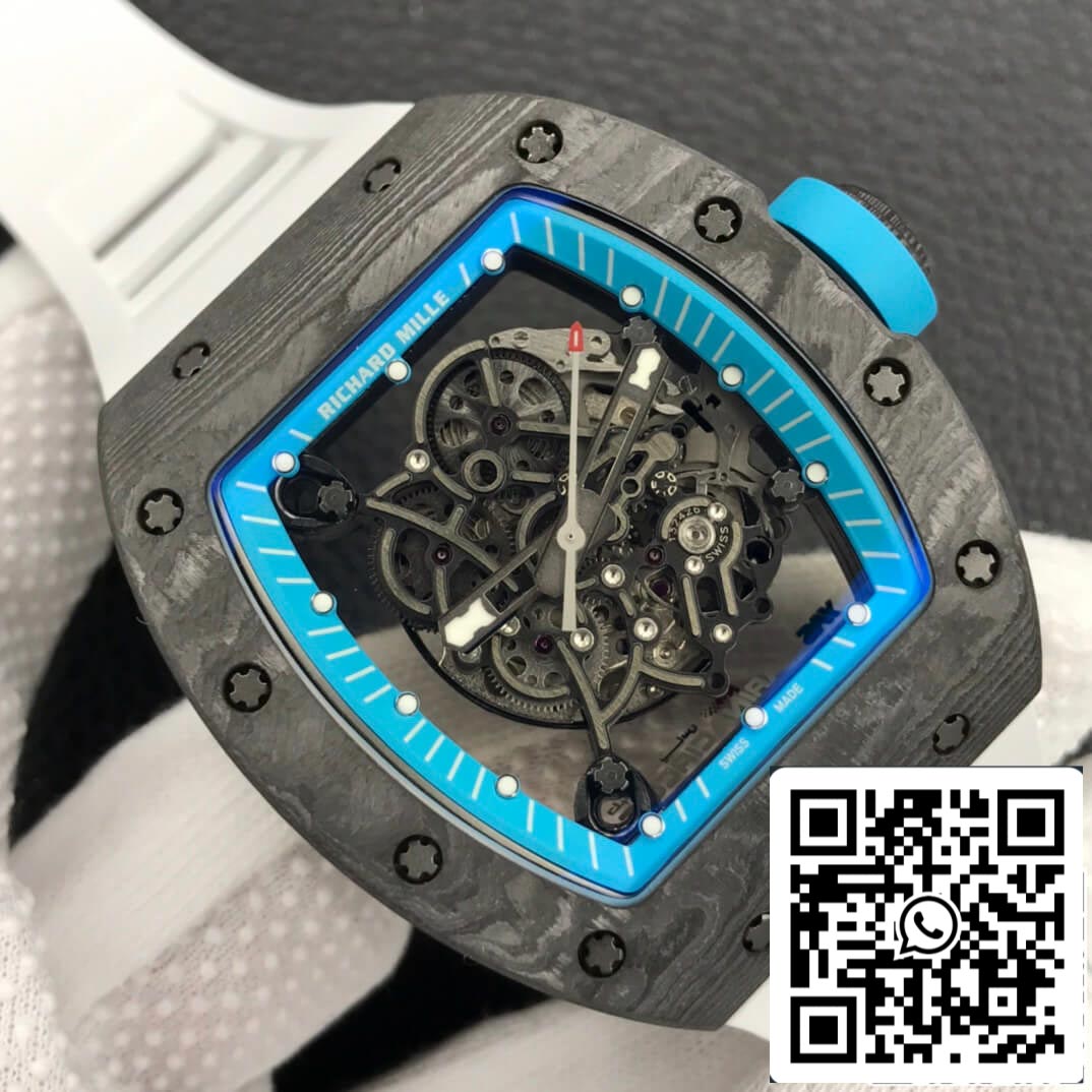 Richard Mille RM055 1:1 Mejor edición ZF Factory Esfera esqueleto de fibra de carbono