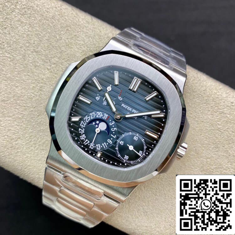 Patek Philippe Nautilus 5712/1A-001 40MM 1:1 Mejor edición PPF Factory Correa de acero inoxidable con esfera azul oscuro