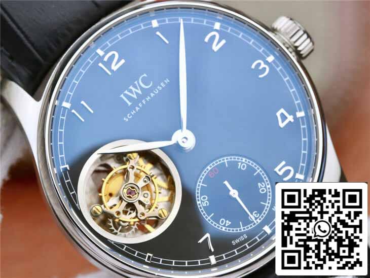 IWC Tourbillon portugués 1:1 Mejor edición ZF Factory esfera negra